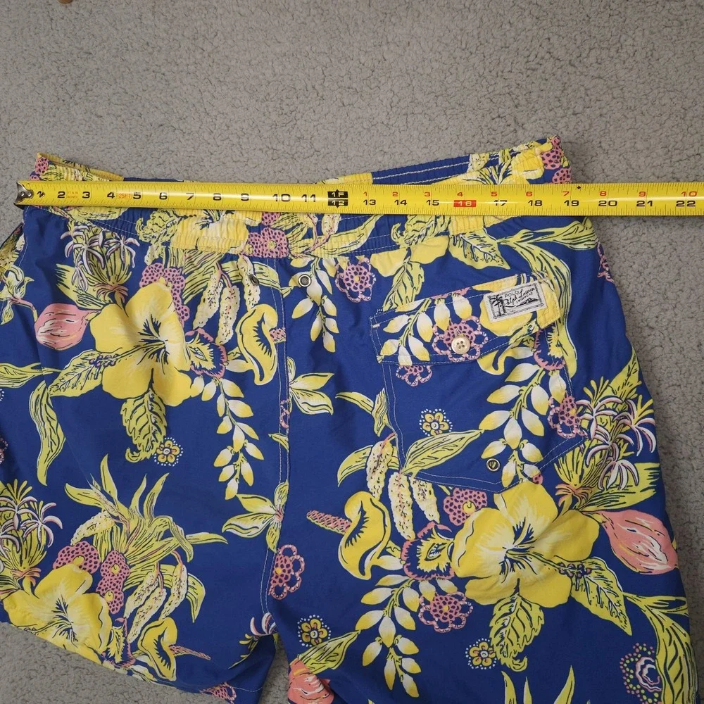 POLO Ralph Lauren Mens XXL/ 2XL‎ Yellow Hibiscus Flower Swim Trunks Bathing Suit